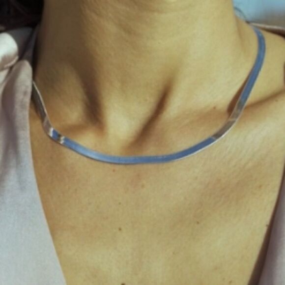 NEW 925 Sterling Silver Herringbone Snake Necklace - Picture 8 of 10